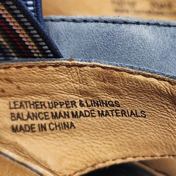 Born Parson Flat Sandals Women 10M Blue Leather Striped Elastic Comfort Shoes - Picture 10 of 15